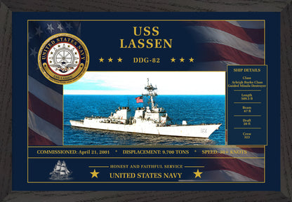 USS Lassen DDG-82 Framed Patriotic Art