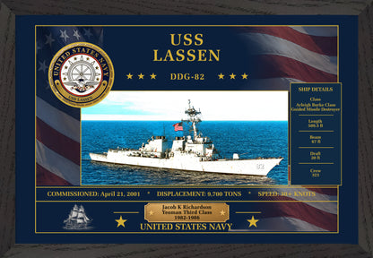 USS Lassen DDG-82 Framed Patriotic Art