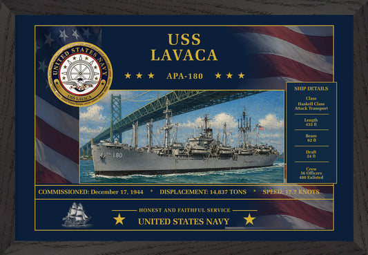 USS Lavaca APA-180 Framed Patriotic Art