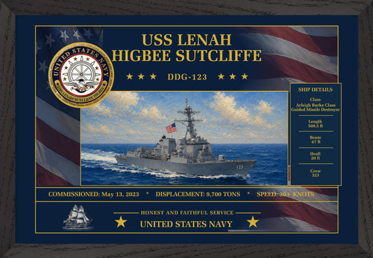 USS Lenah Sutcliffe Higbee DDG-123 Framed Patriotic Art