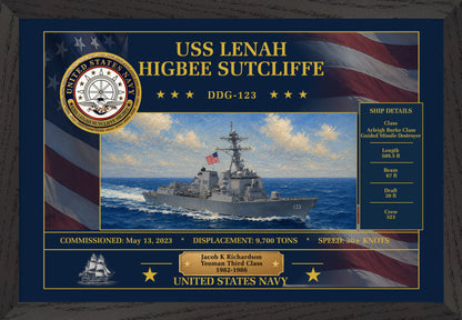 USS Lenah Sutcliffe Higbee DDG-123 Framed Patriotic Art