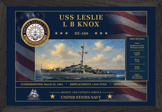 USS Leslie L B Knox DE-580 Framed Patriotic Art
