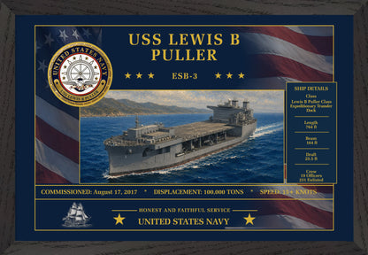 USS Lewis B Puller ESB-3 Framed Patriotic Art