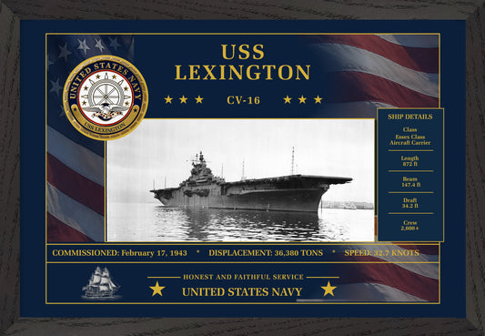 USS Lexington CV-16 Framed Patriotic Art