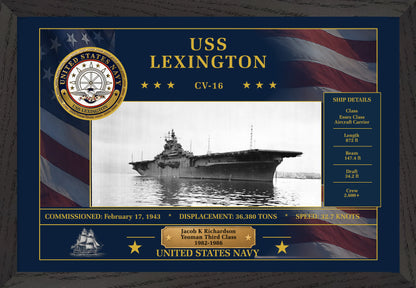 USS Lexington CV-16 Framed Patriotic Art