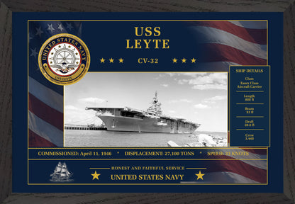 USS Leyte CV-32 Framed Patriotic Art