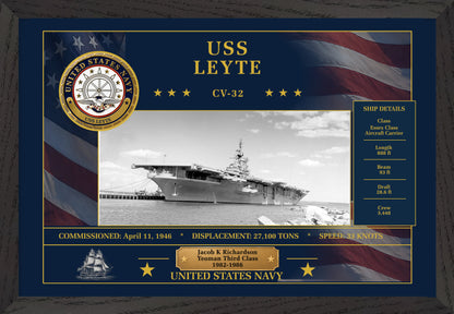 USS Leyte CV-32 Framed Patriotic Art