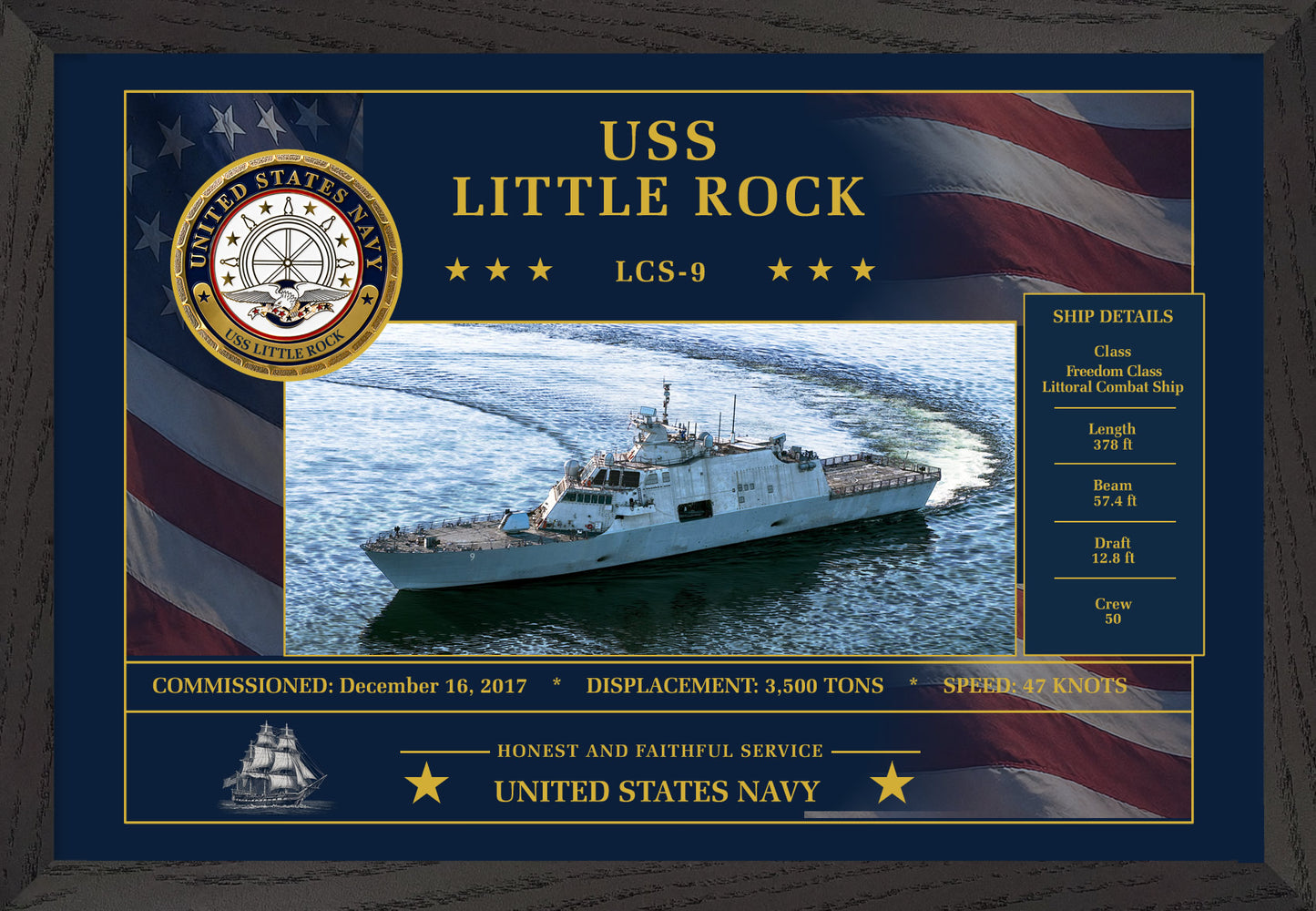 USS Little Rock LCS-9 Framed Patriotic Art