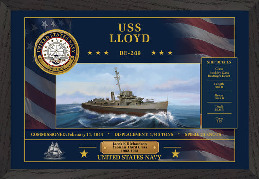 USS Lloyd DE-209 Framed Patriotic Art