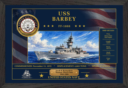 USS Barbey FF-1088 Framed Patriotic Art