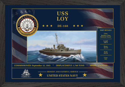 USS Loy DE-160 Framed Patriotic Art