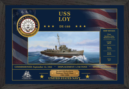 USS Loy DE-160 Framed Patriotic Art