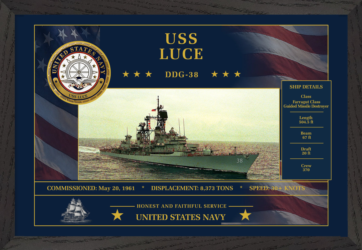 USS Luce DDG-38 Framed Patriotic Art