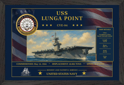 USS Lunga Point CVE-94 Framed Patriotic Art