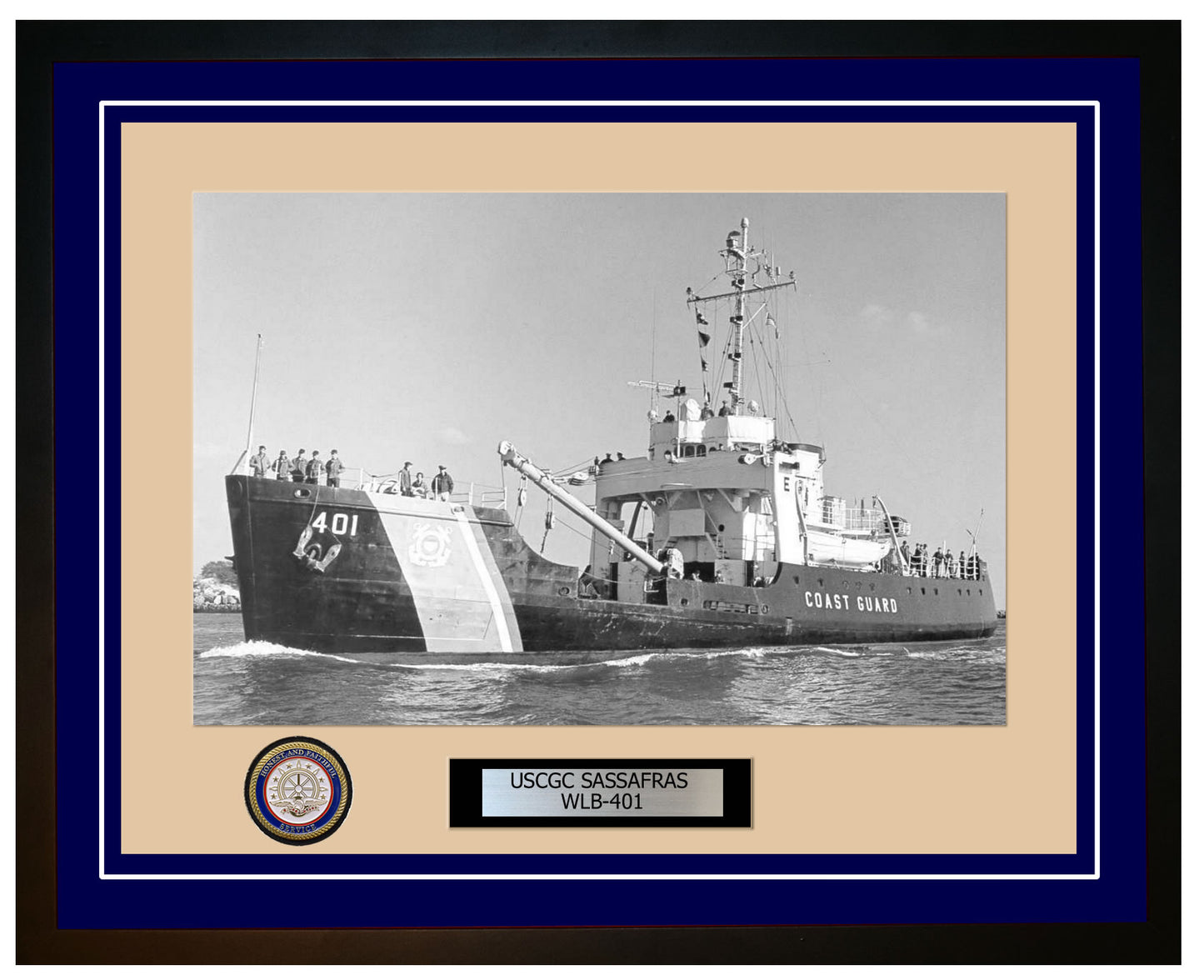 USCGC SASSAFRAS WLB 401 Framed Coast Guard Ship Photo Blue 129WLB401
