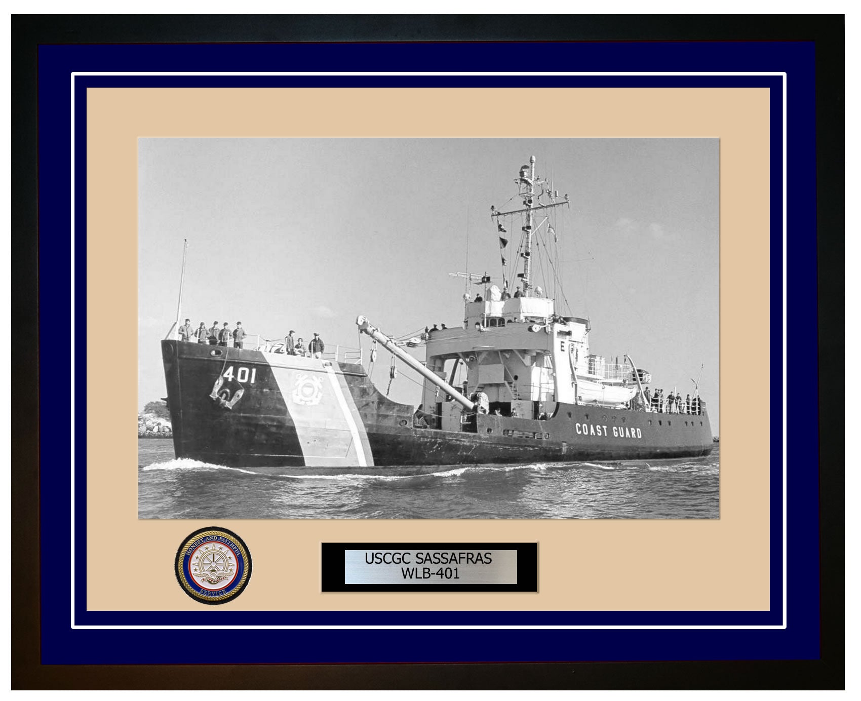 USCGC SASSAFRAS WLB 401 Framed Coast Guard Ship Photo Blue 129WLB401