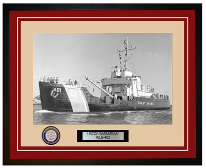 USCGC SASSAFRAS WLB 401 Framed Coast Guard Ship Photo Burgundy 129WLB401