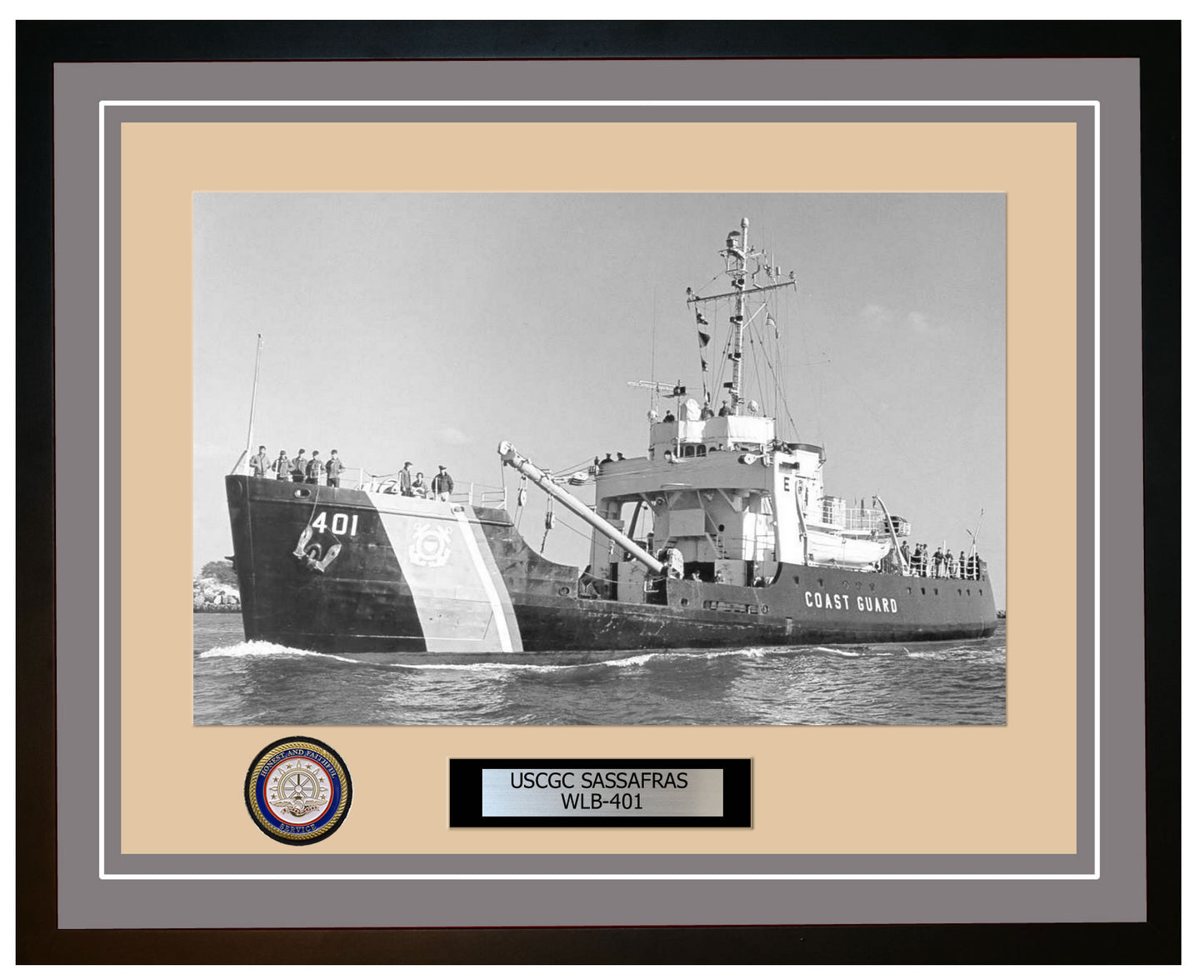 USCGC SASSAFRAS WLB 401 Framed Coast Guard Ship Photo Grey 129WLB401