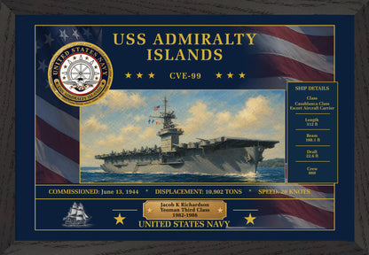 USS Admiralty Islands CVE-99 Framed Patriotic Art