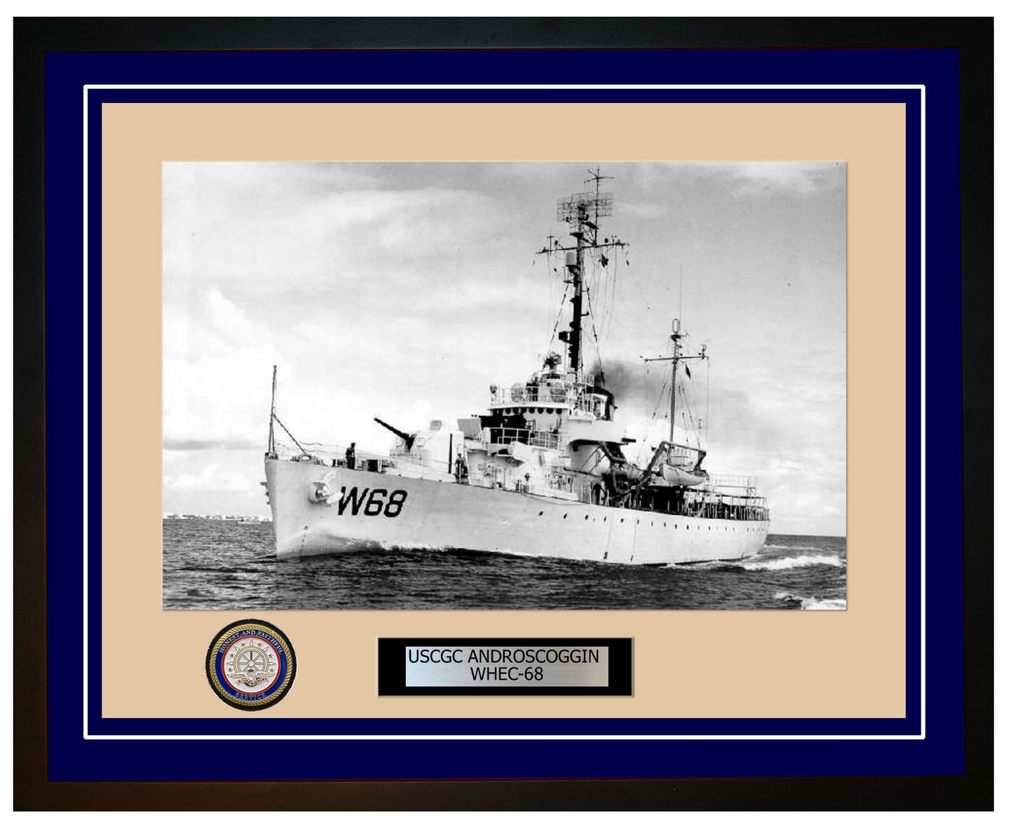 USCGC ANDROSCOGGIN WHEC 68 Framed Coast Guard Ship Photo Blue 12WHEC68