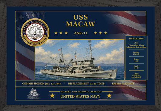 USS Macaw ASR-11 Framed Patriotic Art