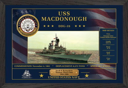 USS Macdonough DDG-39 Framed Patriotic Art