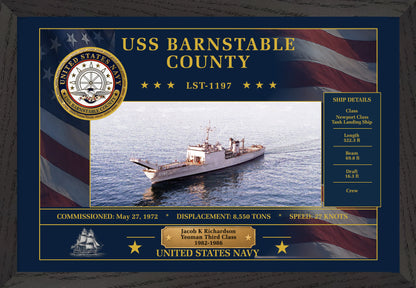 USS Barnstable County LST-1197 Framed Patriotic Art