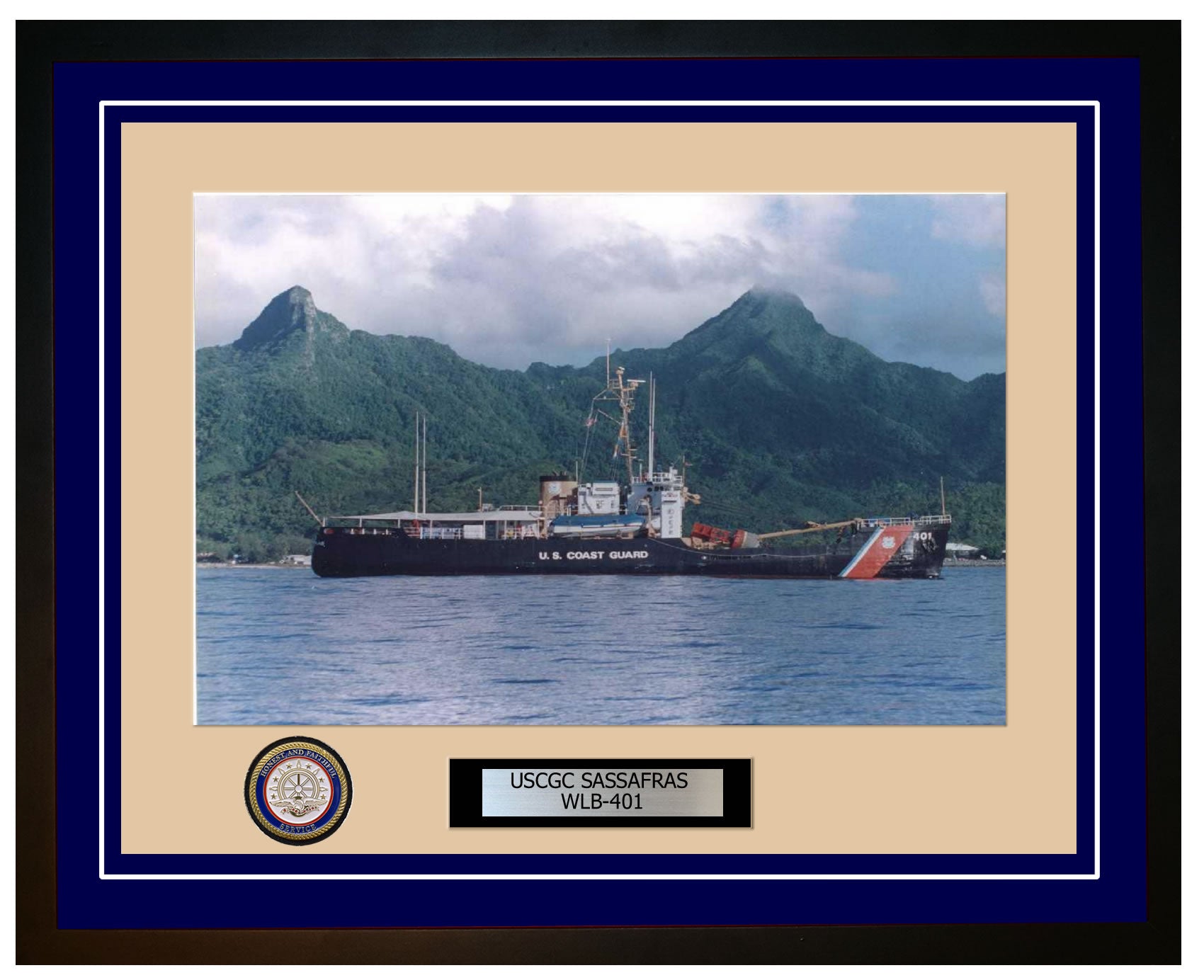USCGC SASSAFRAS WLB 401 Framed Coast Guard Ship Photo Blue 130WLB401