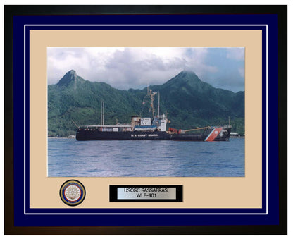USCGC SASSAFRAS WLB 401 Framed Coast Guard Ship Photo Blue 130WLB401