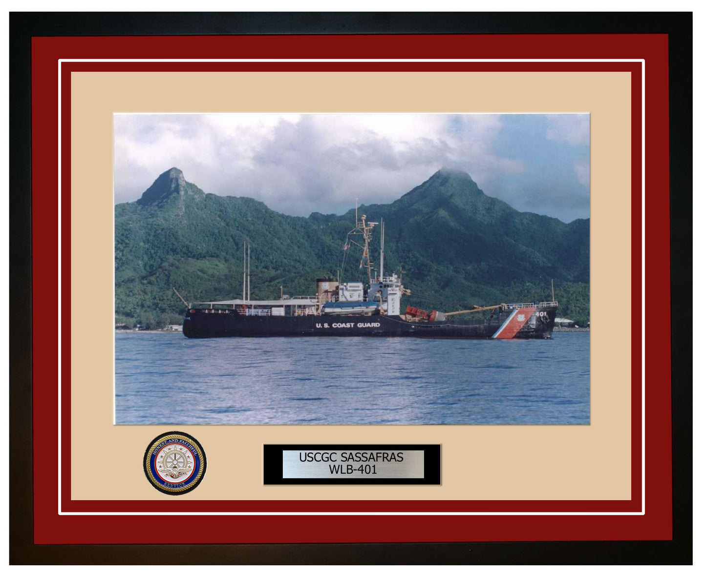 USCGC SASSAFRAS WLB 401 Framed Coast Guard Ship Photo Burgundy 130WLB401