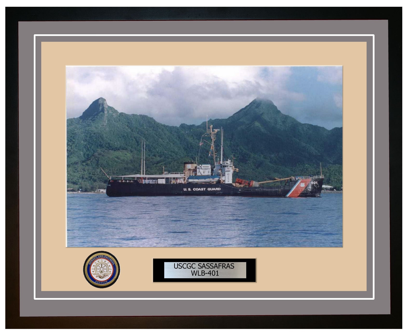 USCGC SASSAFRAS WLB 401 Framed Coast Guard Ship Photo Grey 130WLB401
