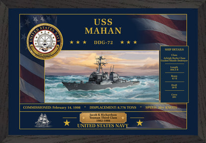 USS Mahan DDG-72 Framed Patriotic Art
