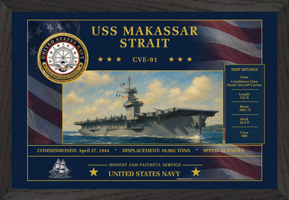 USS Makassar Strait CVE-91 Framed Patriotic Art