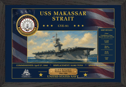 USS Makassar Strait CVE-91 Framed Patriotic Art