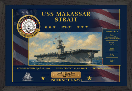 USS Makassar Strait CVE-91 Framed Patriotic Art