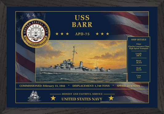 USS Barr APD-75 Framed Patriotic Art