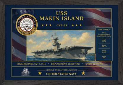 USS Makin Island CVE-93 Framed Patriotic Art