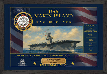 USS Makin Island CVE-93 Framed Patriotic Art