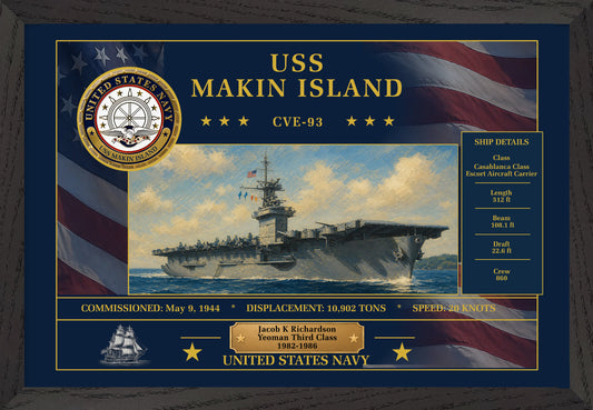USS Makin Island CVE-93 Framed Patriotic Art