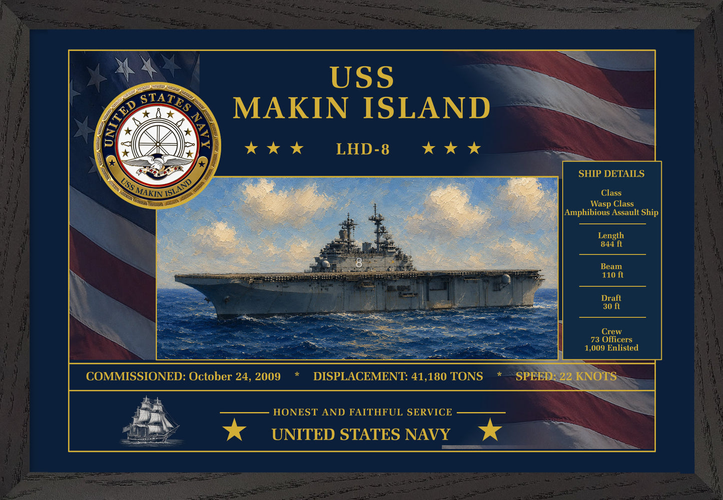 USS Makin Island LHD-8 Framed Patriotic Art
