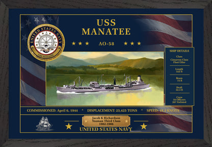USS Manatee AO-58 Framed Patriotic Art