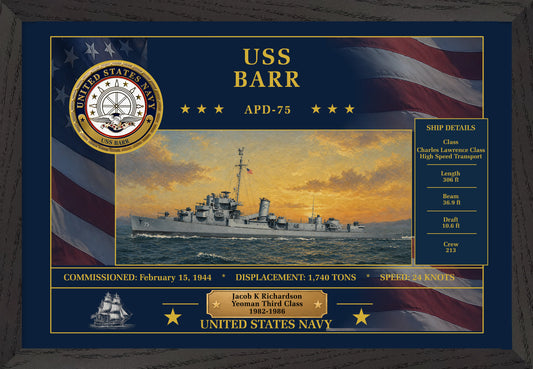 USS Barr APD-75 Framed Patriotic Art