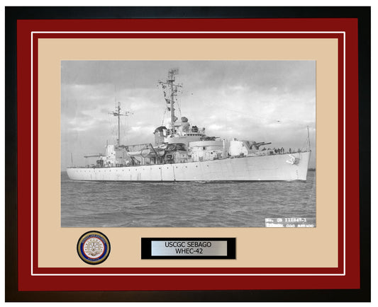 USCGC SEBAGO WHEC 42 Framed Coast Guard Ship Photo Burgundy 132WHEC42