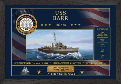 USS Barr DE-576 Framed Patriotic Art