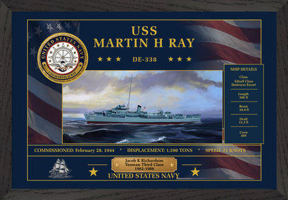 USS Martin H Ray DE-338 Framed Patriotic Art