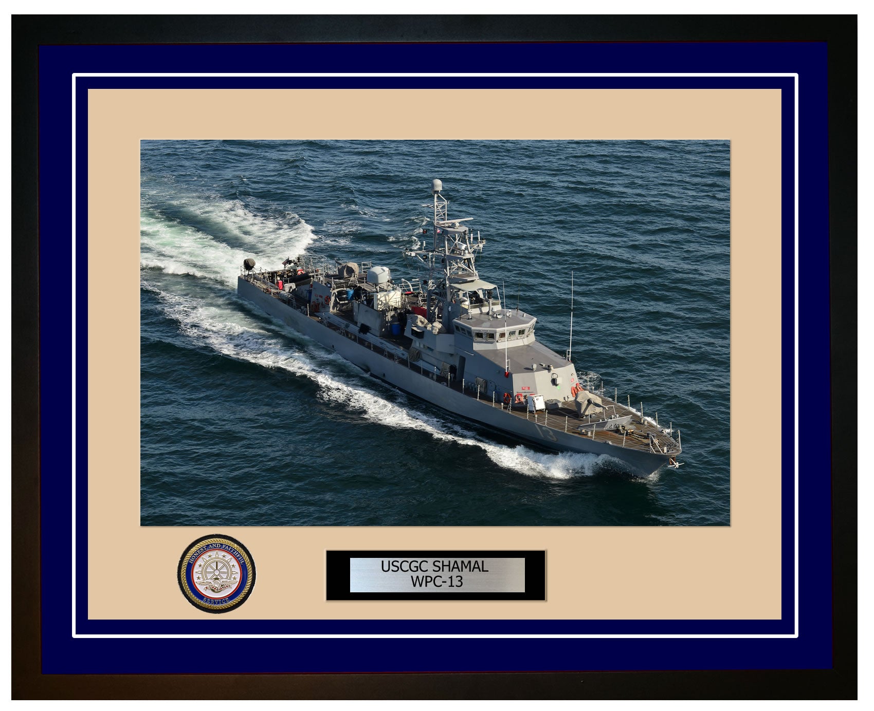 USCGC SHAMAL WPC 13 Framed Coast Guard Ship Photo Blue 134WPC13