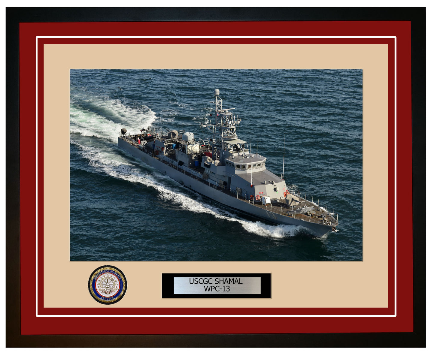 USCGC SHAMAL WPC 13 Framed Coast Guard Ship Photo Burgundy 134WPC13