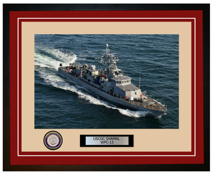 USCGC SHAMAL WPC 13 Framed Coast Guard Ship Photo Burgundy 134WPC13