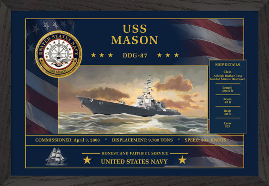 USS Mason DDG-87 Framed Patriotic Art