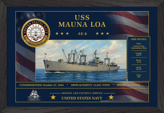 USS Mauna Loa AE-8 Framed Patriotic Art
